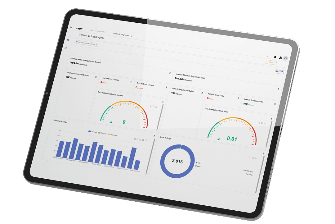 Tablet mostrando la Central de Integraciones de los planes del iPaaS